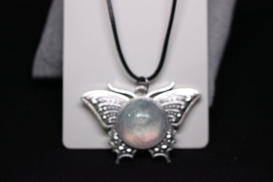 Iridescent Butterfly Stone Pendant Necklace for Women