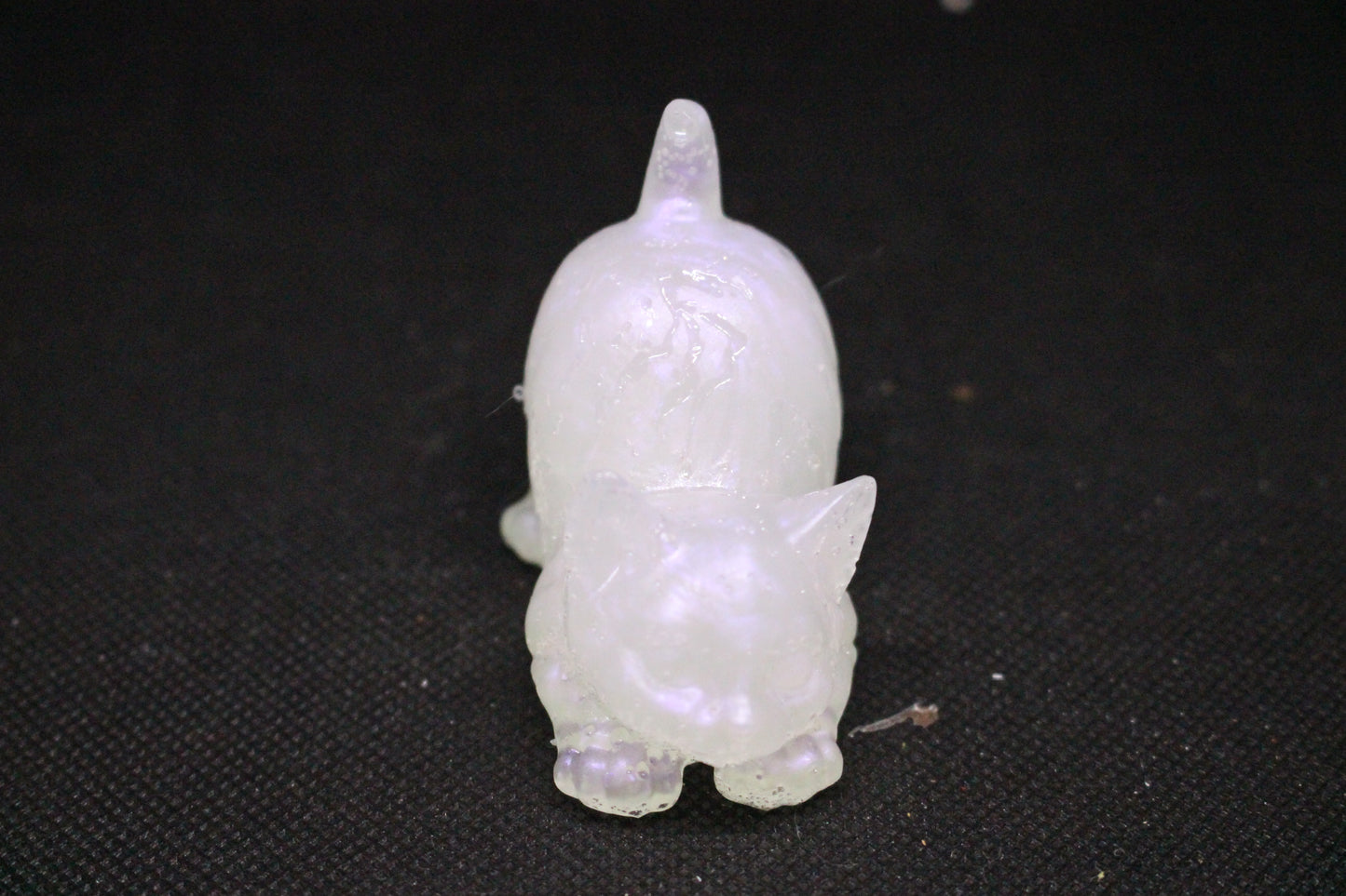 White / Iridescent Cat Figurine for Home Decor Accent