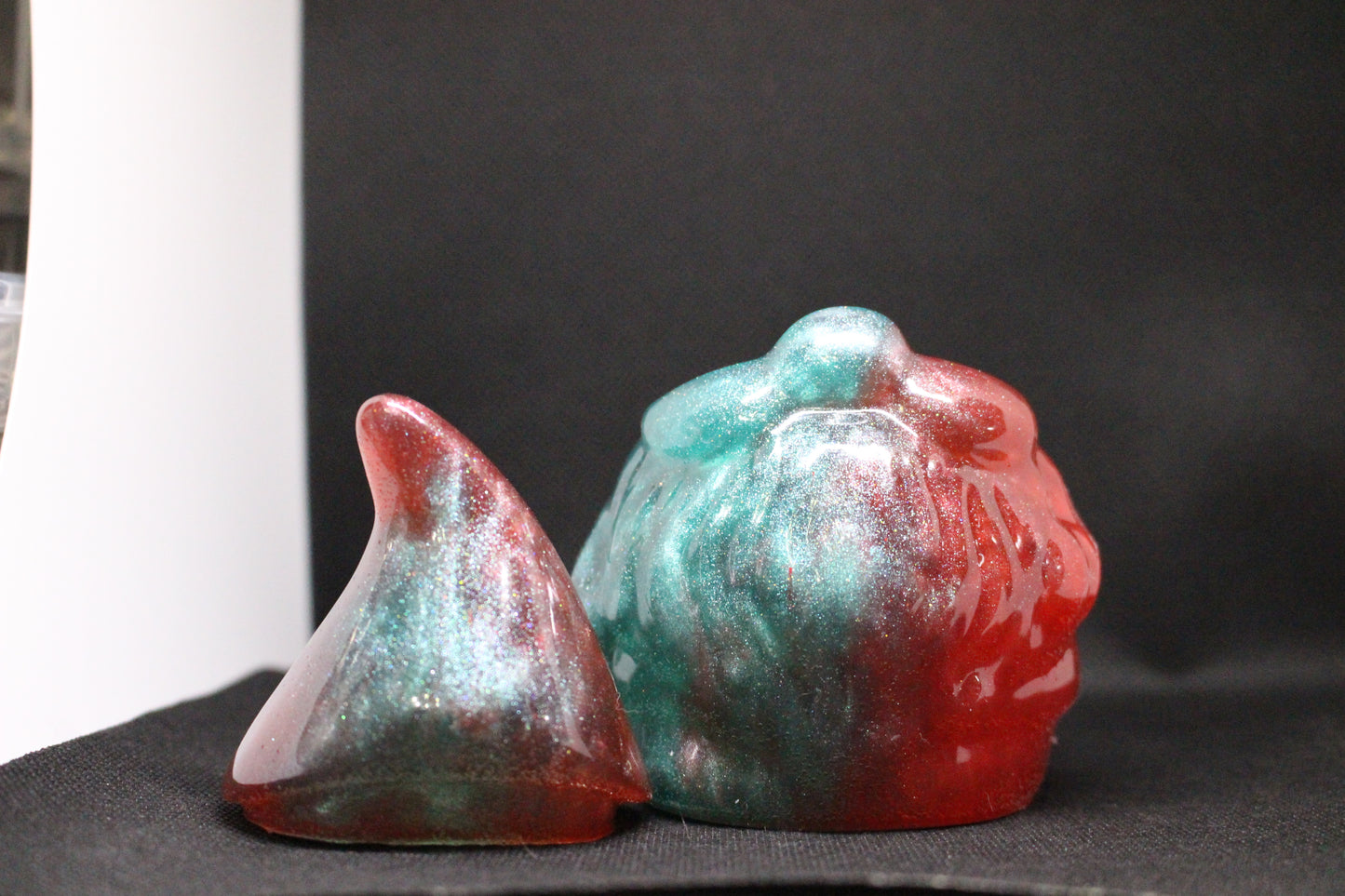 Gnome Jar Decorated in Green and Red Resin 4 Inches High