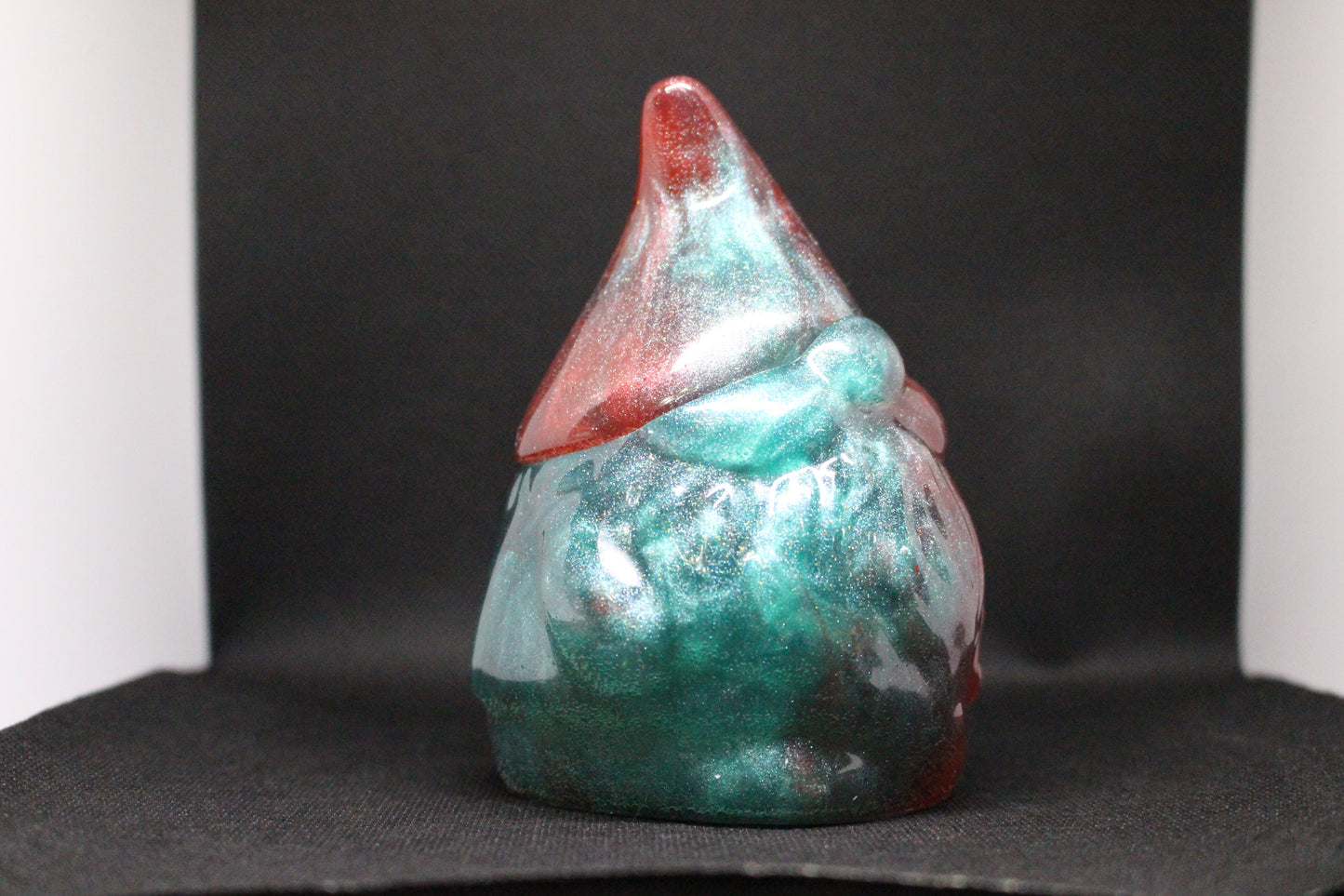 Gnome Jar Decorated in Green and Red Resin 4 Inches High