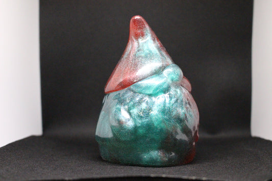 Gnome Jar Decorated in Green and Red Resin 4 Inches High