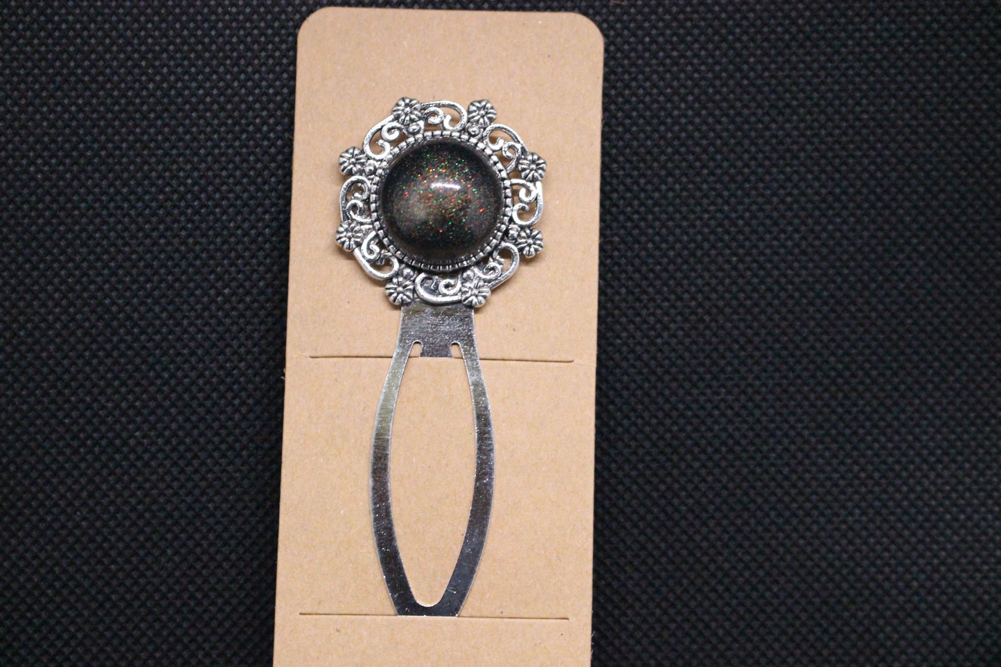 Resin / Metal Bookmark with Brown Stone Design 3 Inches Long
