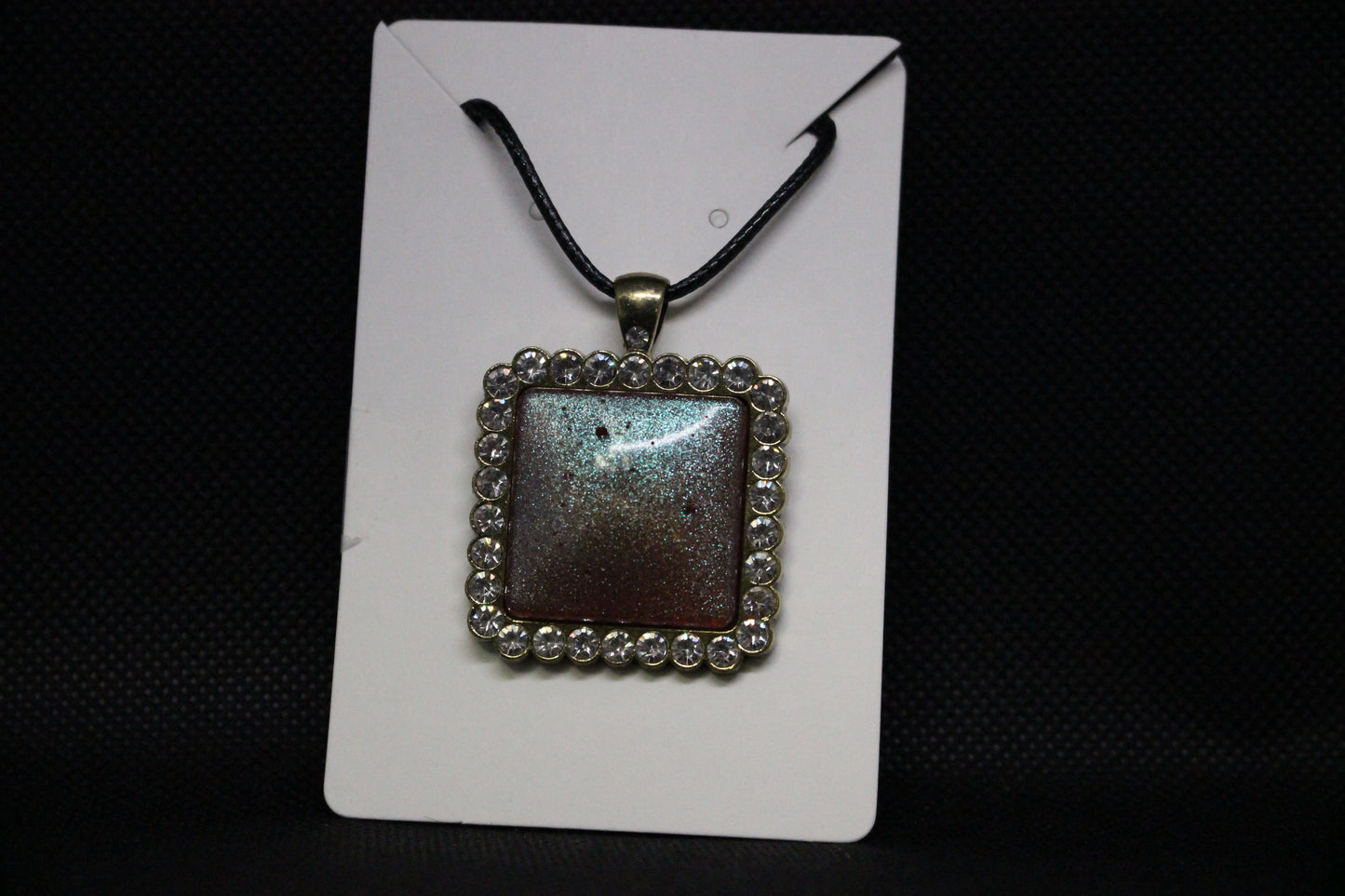 Sparkling Silver And Pink Resin Pendant Necklace