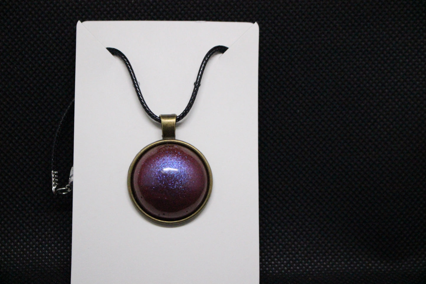 Bronze Pendant Necklace with Pink Stone Resin Charm