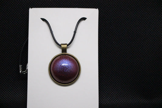 Bronze Pendant Necklace with Pink Stone Resin Charm