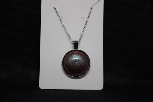 Sparkling Silver And Red Resin Pendant Necklace