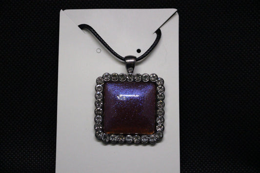 Black Resin Pendant Necklace with Diamond Like Stones