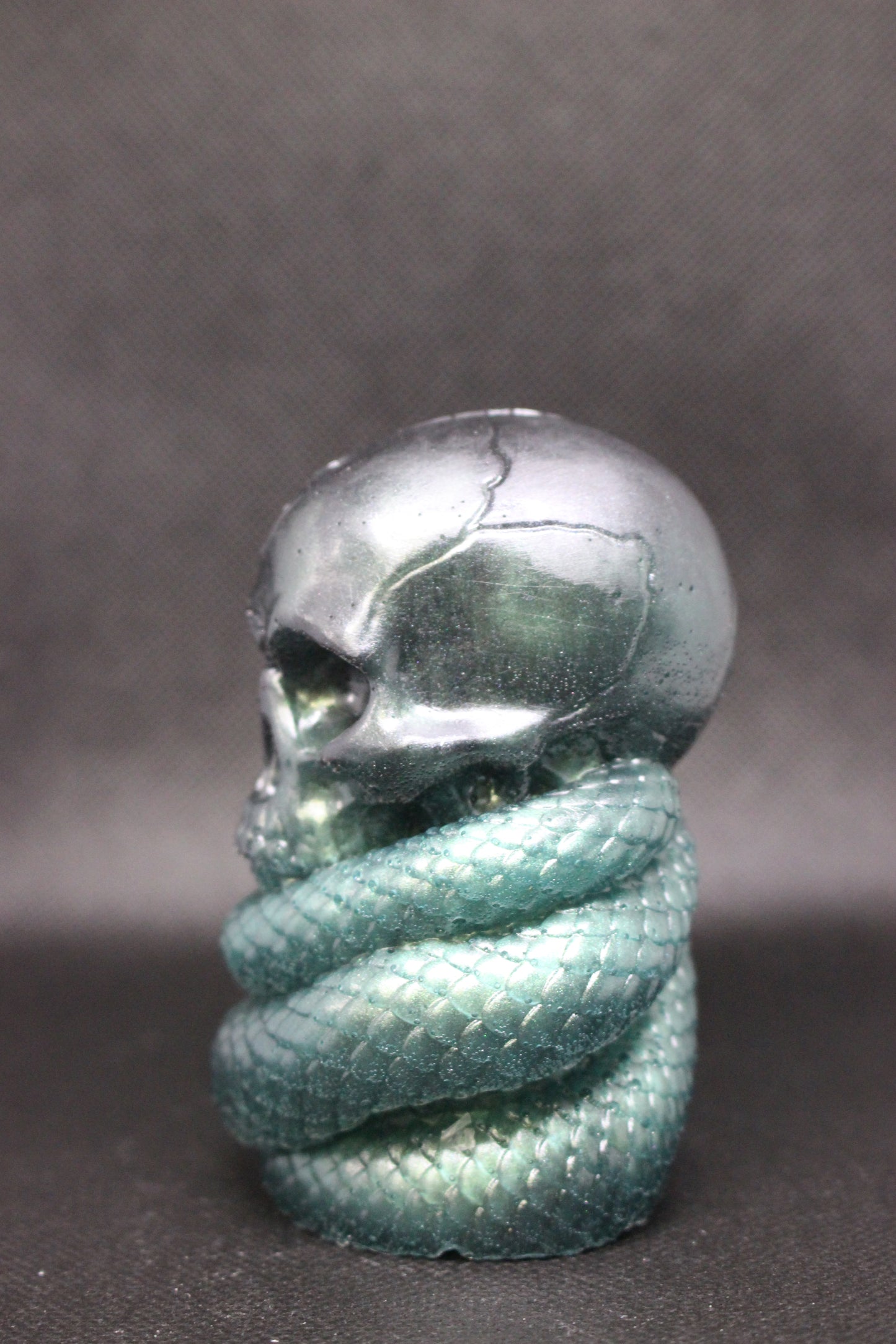 Skull and snake resin decor