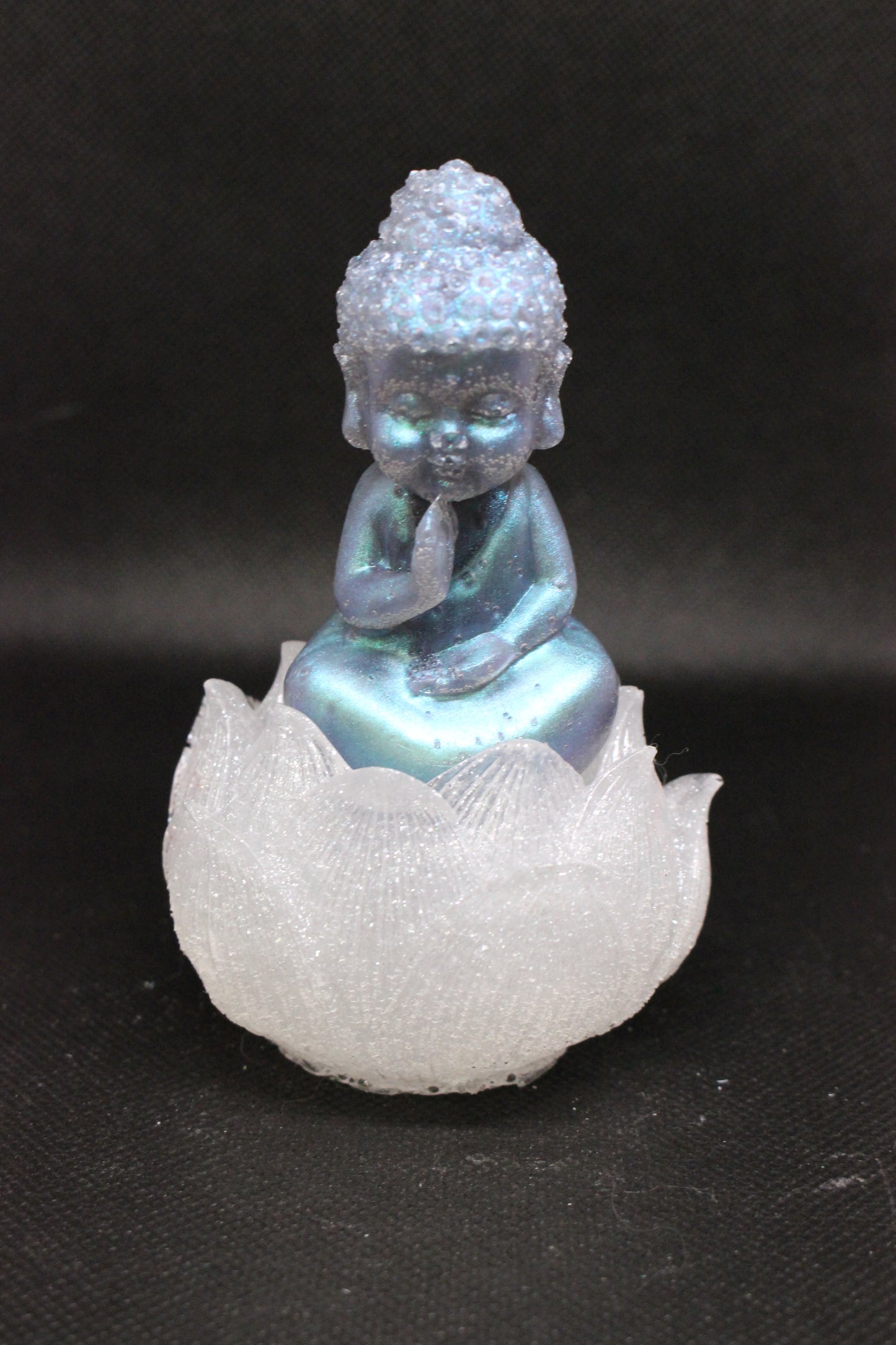 Handmade Buddha and Lotus Flower Sitting Figurine 4 Inch