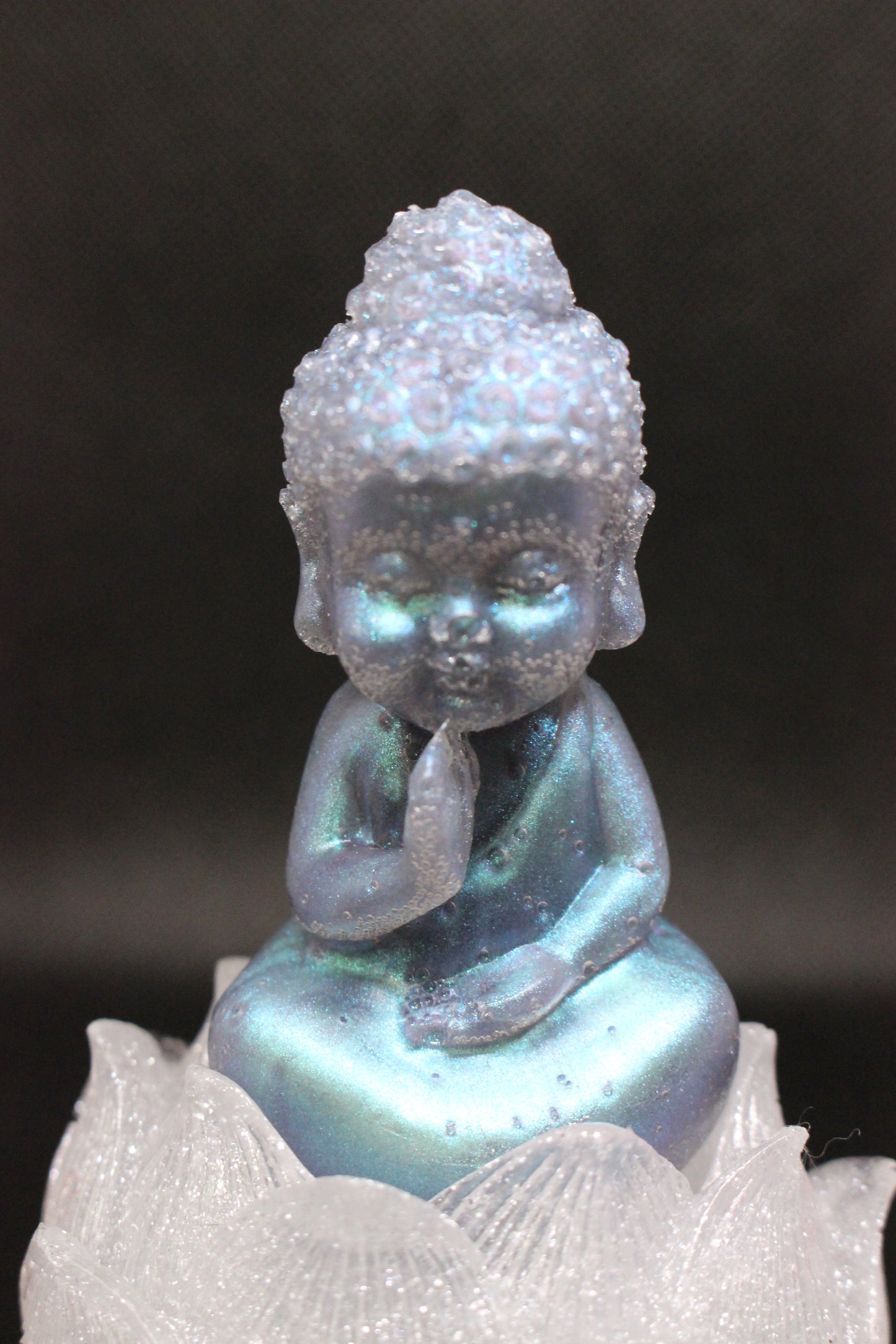 Handmade Buddha and Lotus Flower Sitting Figurine 4 Inch