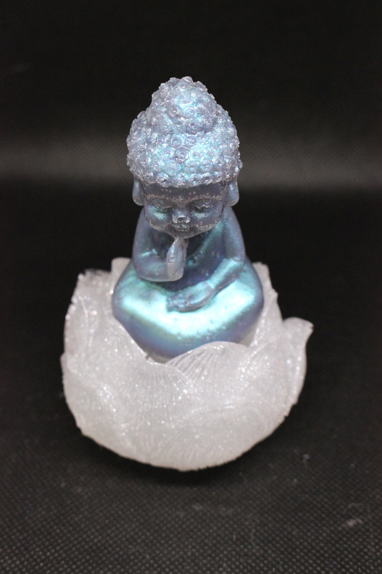 Handmade Buddha and Lotus Flower Sitting Figurine 4 Inch