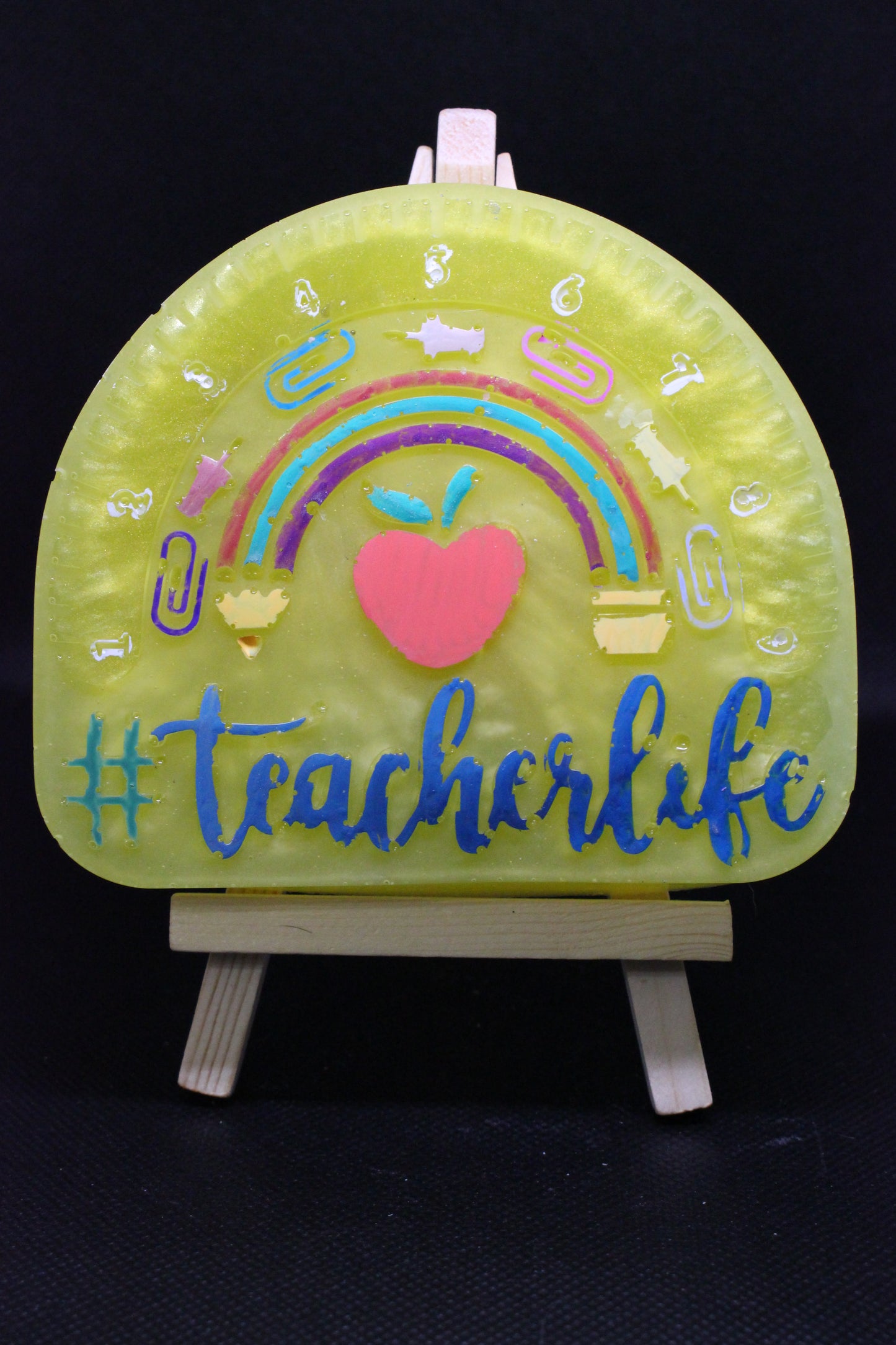 Handmade Teacher Life Resin Desk Accessory With Easel