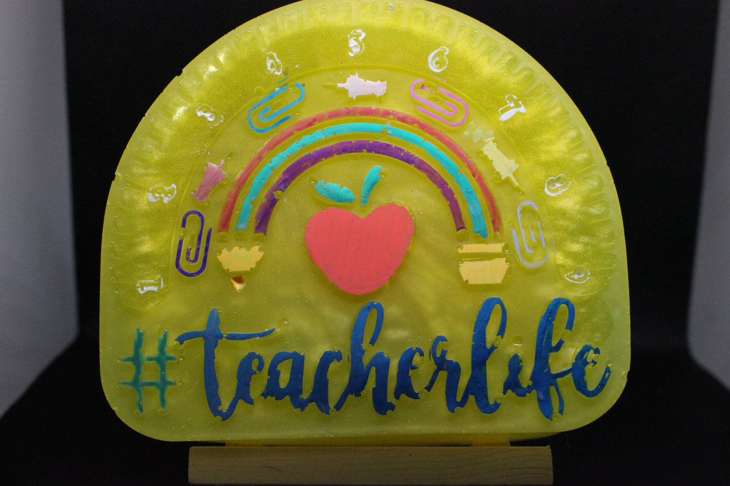 Handmade Teacher Life Resin Desk Accessory With Easel