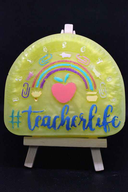 Handmade Teacher Life Resin Desk Accessory With Easel