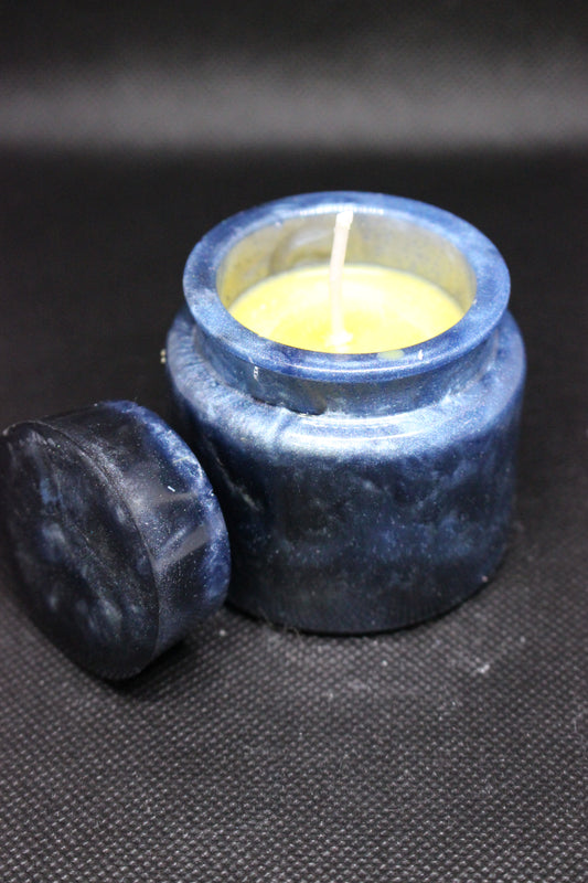 Resin Candle - Orange Scented Soy Candle in Blue Jar