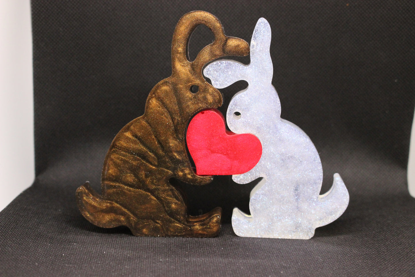 3 Piece Bunny With Heart Love Figurine Set for Home Decor