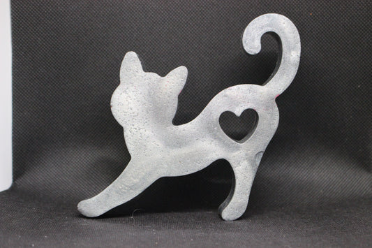 Stretching Cat With Heart Resin Figure Home Decor