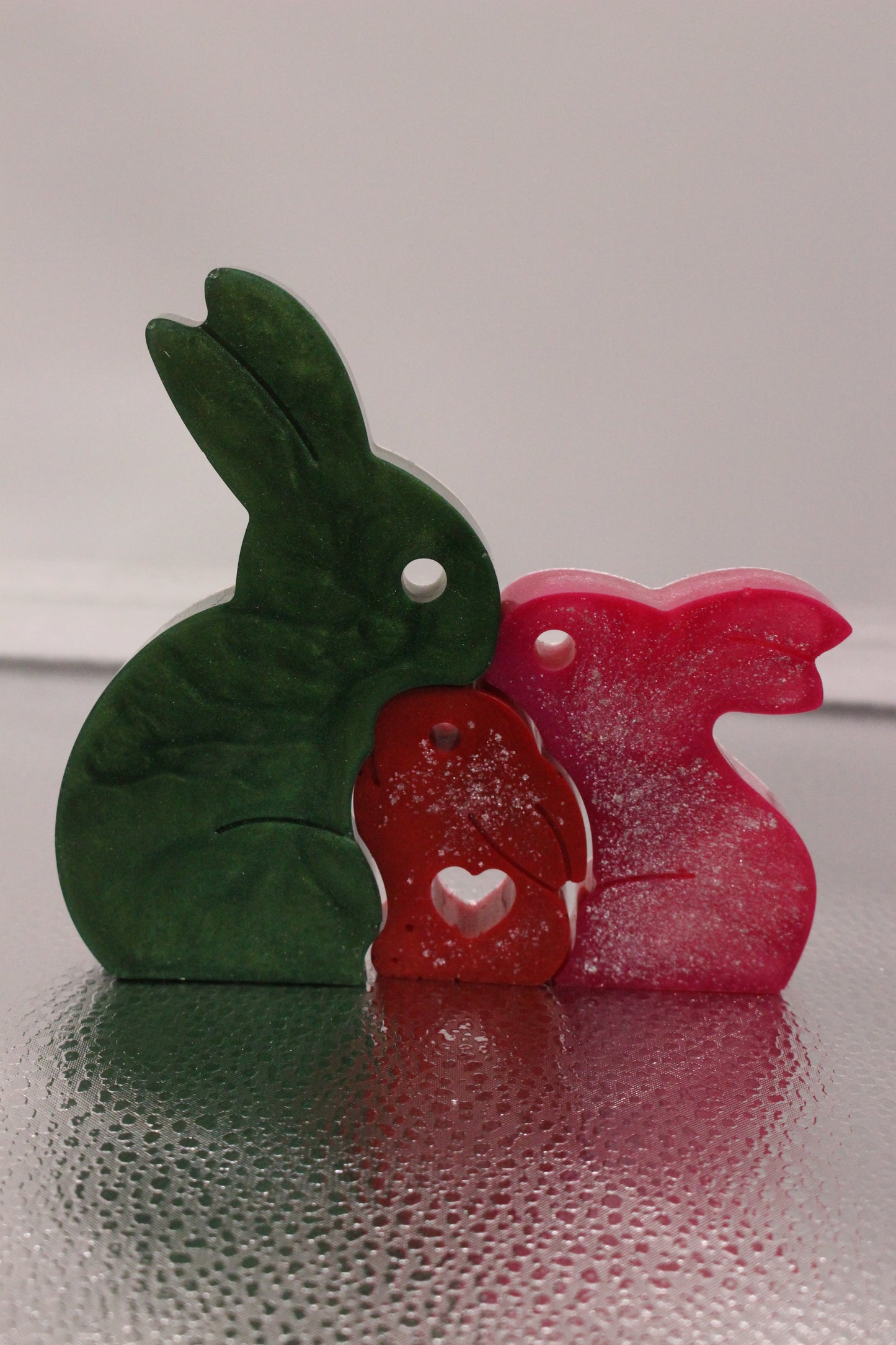 3 Piece Bunny With Heart Love Figurine Set For Home Decor