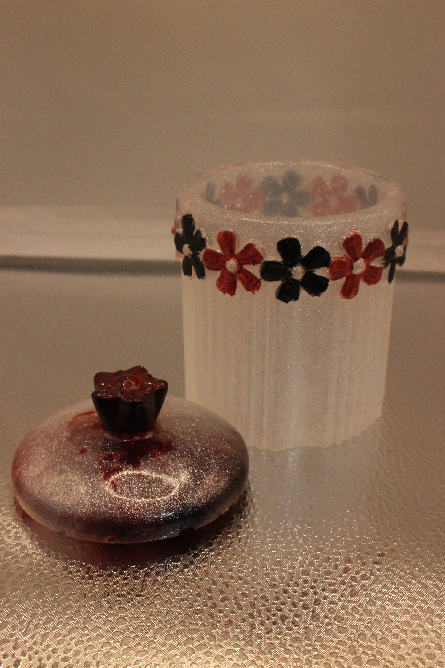 Charming Flower Resin Trinket Jar for Unique Decor