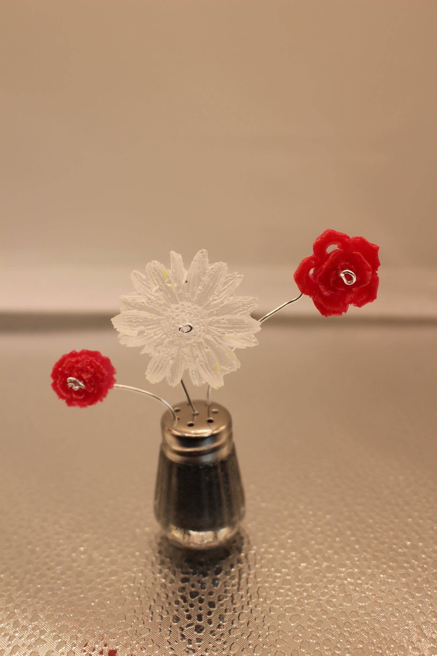 Mini Salt Shaker Resin Flowers with Handmade Floral Design