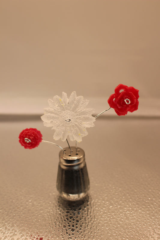 Mini Salt Shaker Resin Flowers with Handmade Floral Design