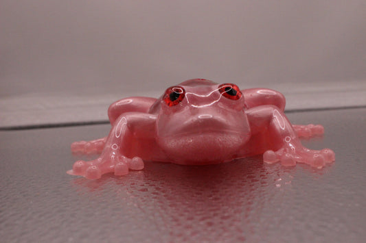 Pink Resin Frog Decorative Figurine Small Collectible Ornament