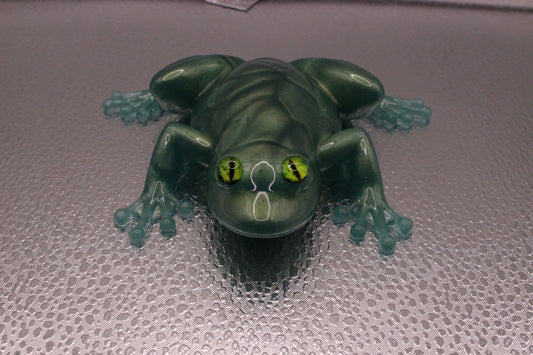 Green Resin Frog Decorative Figurine Small Collectible Ornament for Home and Garden