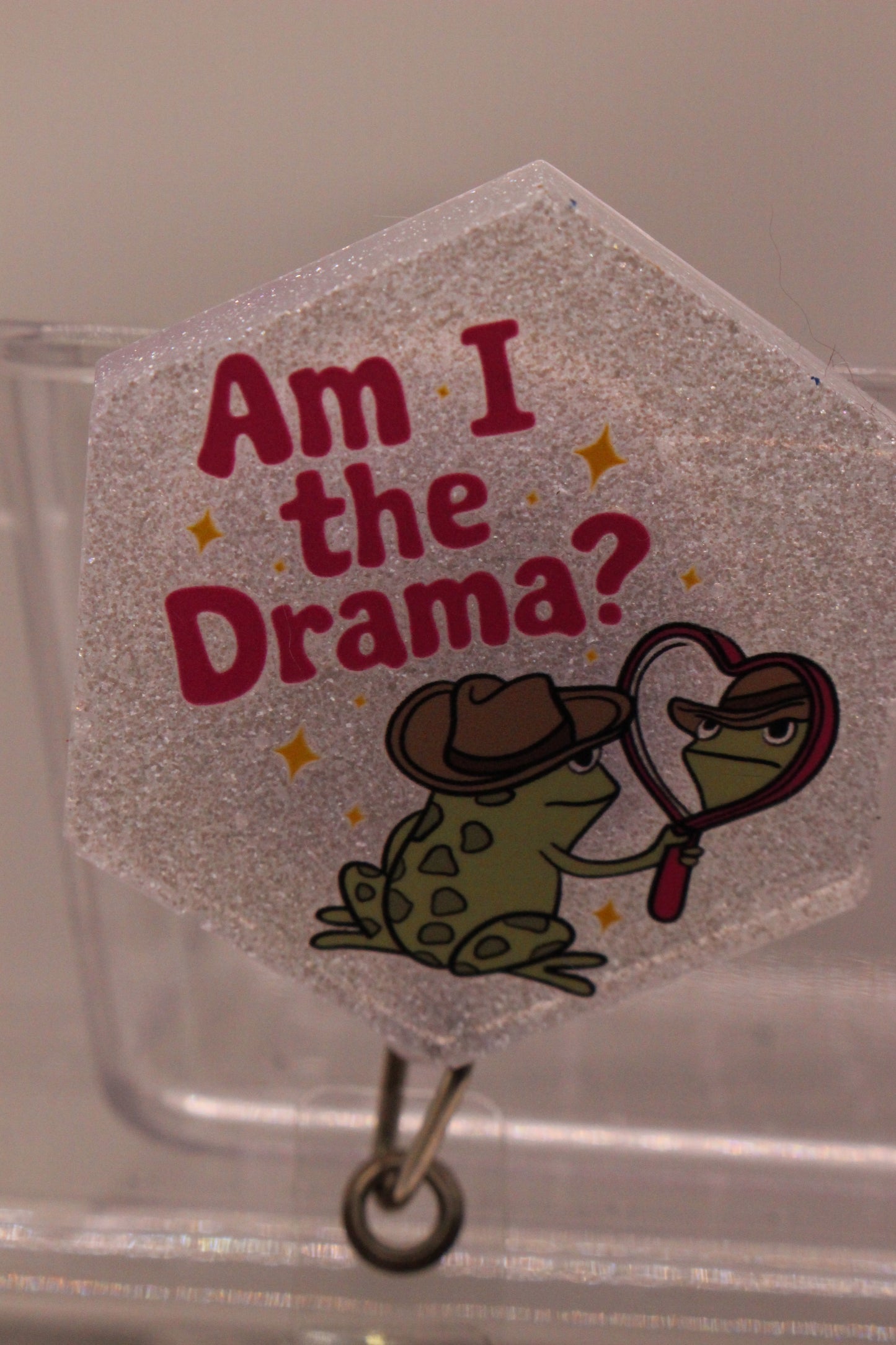 Drama Frog Cute Resin Badge Reel Accessory
