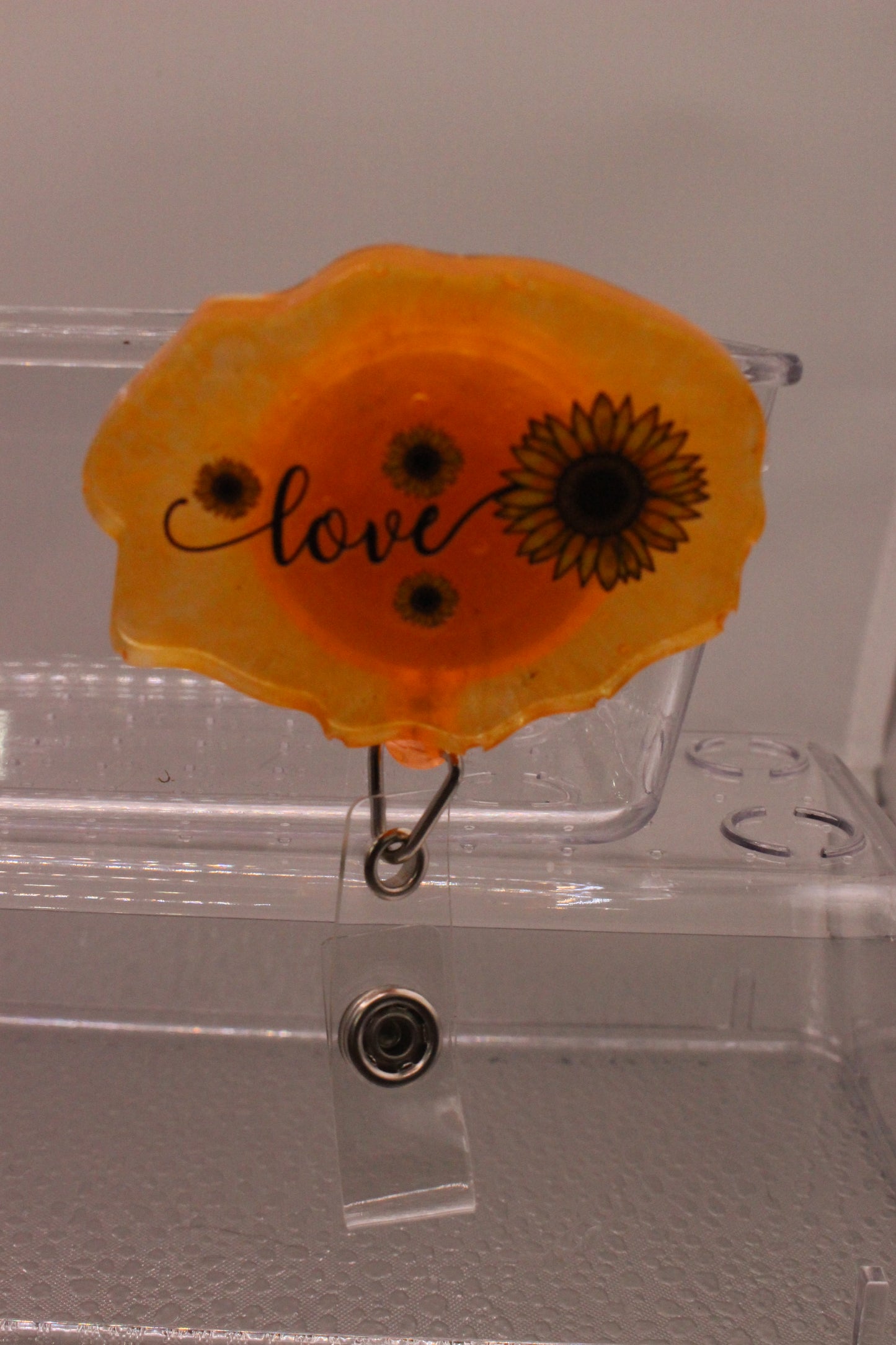 Sunflower Cute Resin Badge Reel Accessory Durable Retractable ID Holder