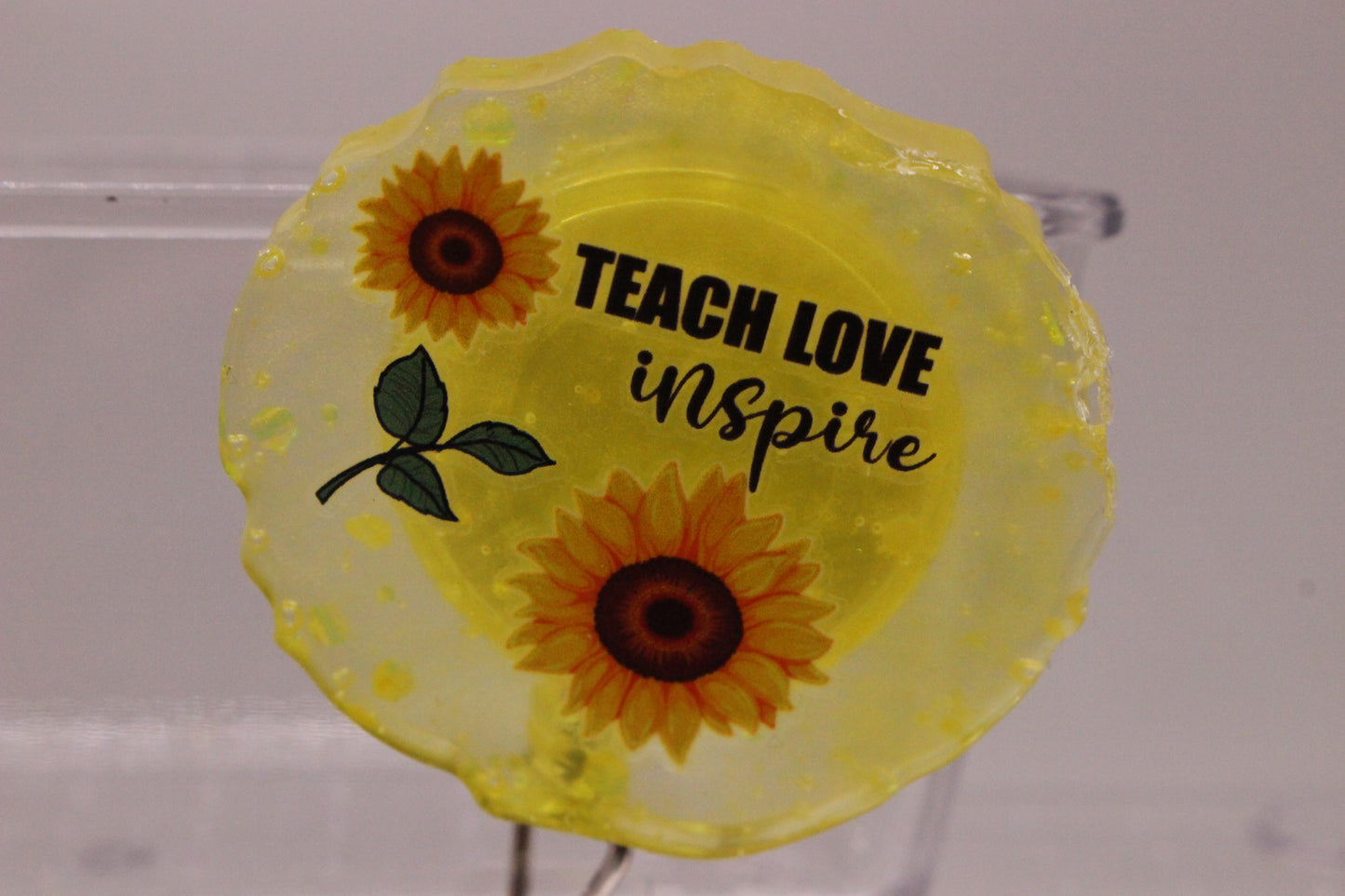 Teacher Sunflower Cute Resin Badge Reel Durable Retractable ID Holder Accessory