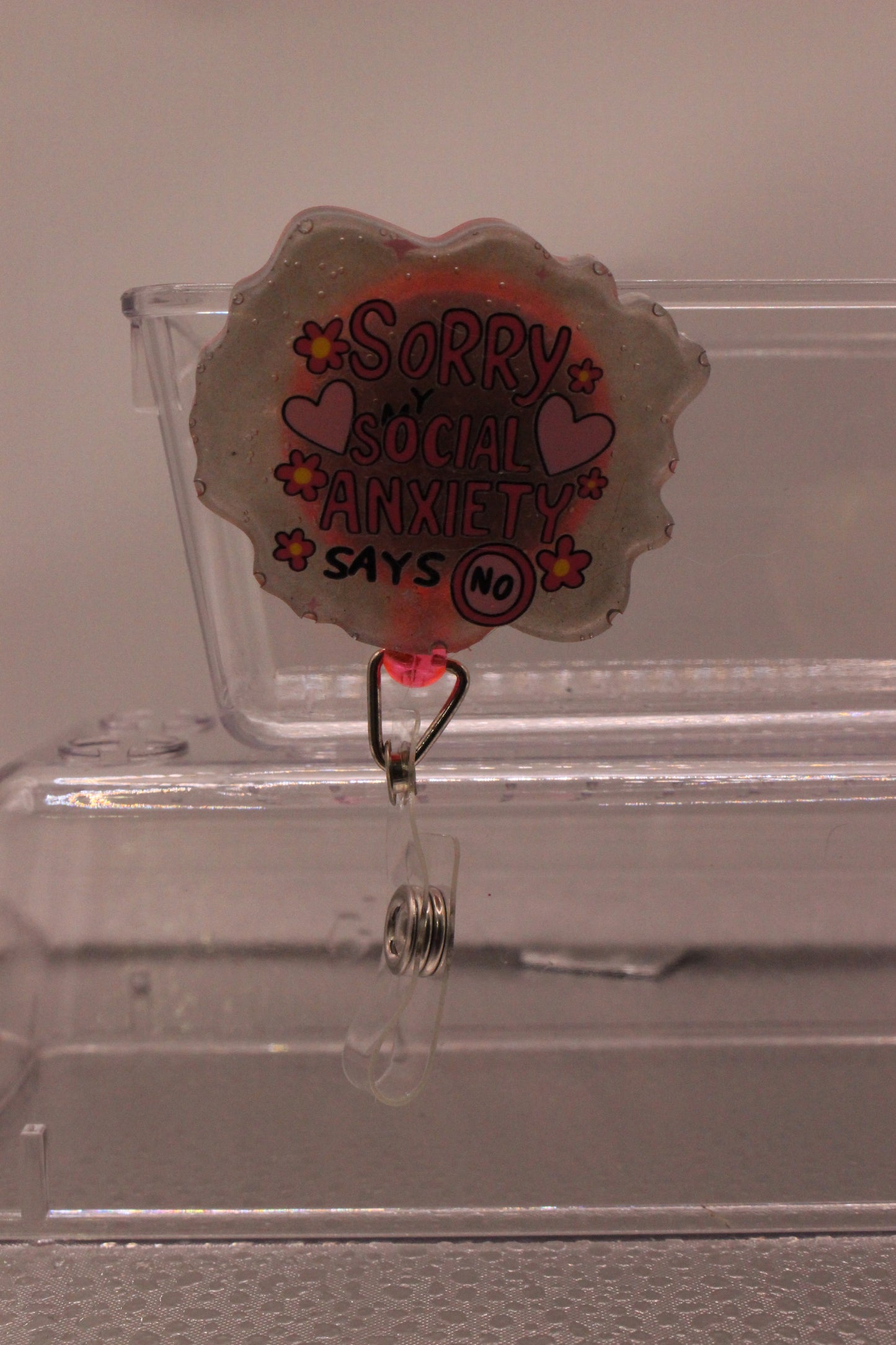 Social Anxiety Cute Resin Badge Reel Durable Retractable ID Holder Accessory