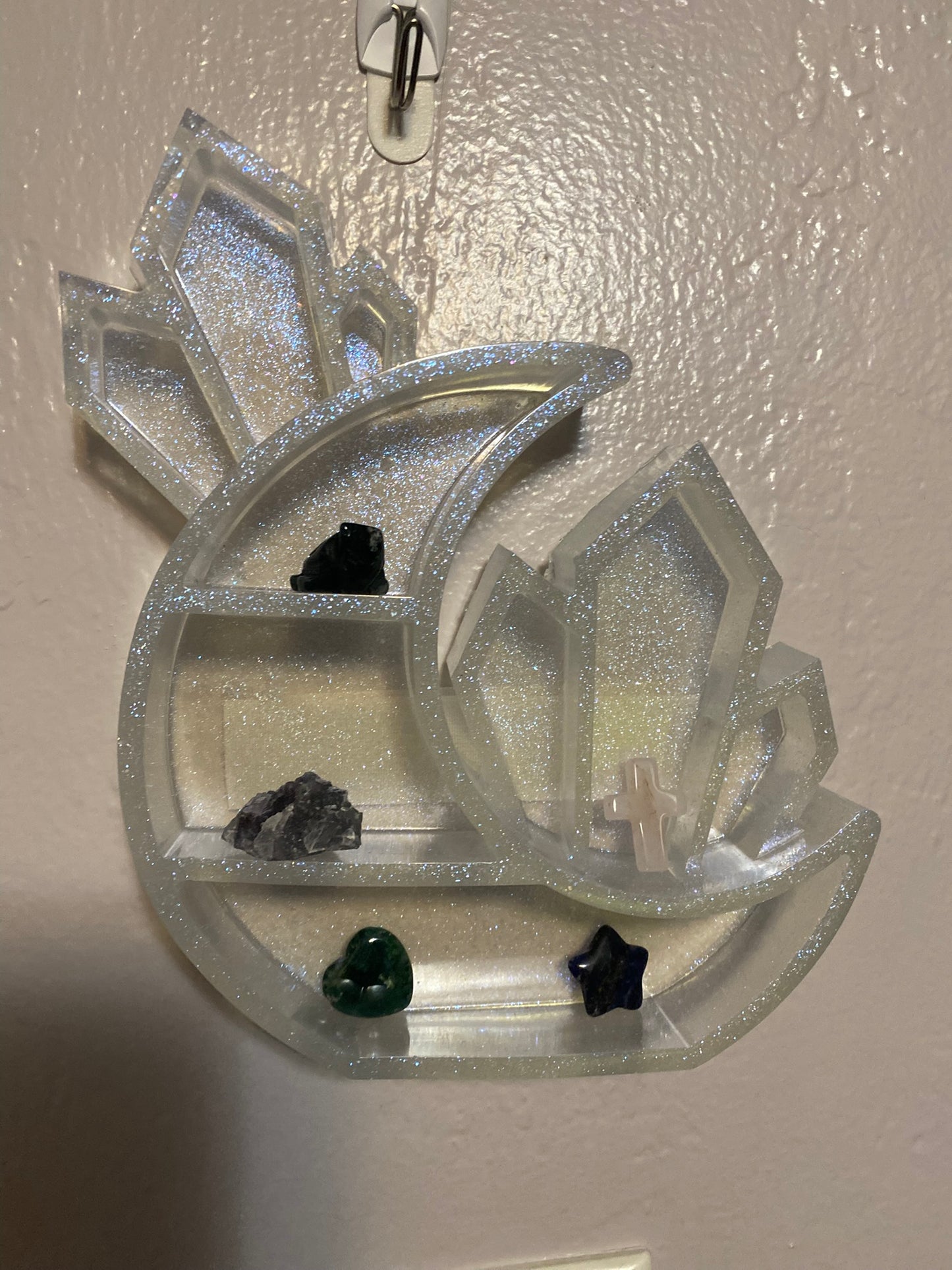 Moon Crystal Wall Decor - Handmade Celestial Art Piece