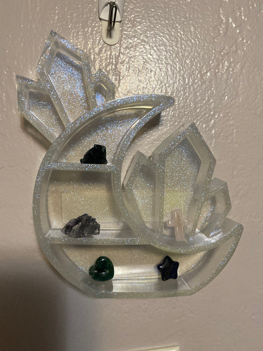Moon Crystal Wall Decor - Handmade Celestial Art Piece