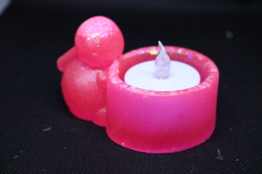 Pink bunny tea light holder