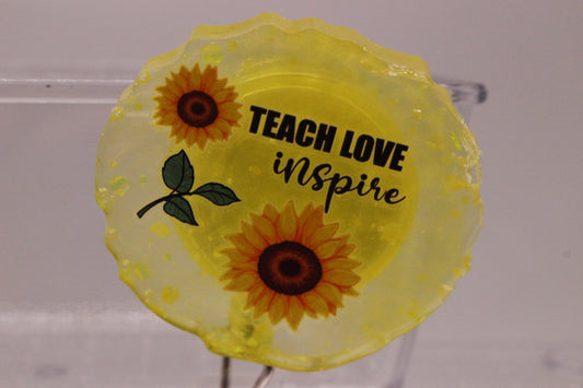 Teacher Sunflower Cute Resin Badge Reel Durable Retractable ID Holder Accessory