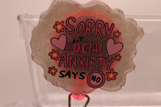 Social Anxiety Cute Resin Badge Reel Durable Retractable ID Holder Accessory