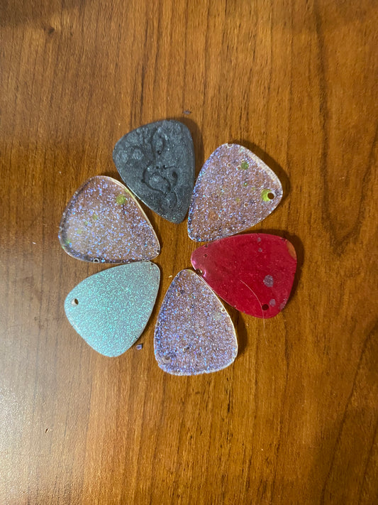 Handmade Resin Guitar Picks Set of 6, 1 Inch Each