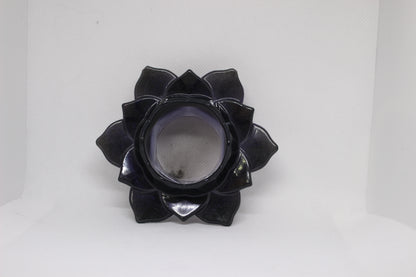 Lotus Tea Light Candle Holder (Resin) Purple/Black