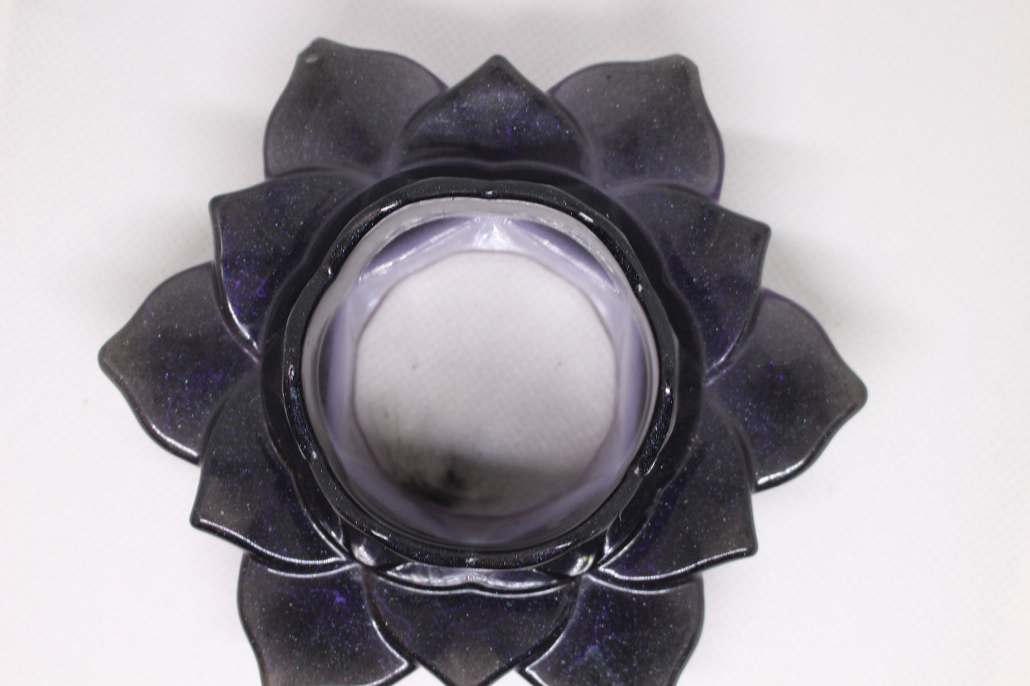 Lotus Tea Light Candle Holder (Resin) Purple/Black